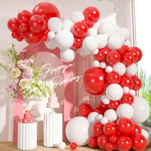 110pcs Red and White Balloons Garland Arch Kit 18/12/10/5 Inch White Red Latex Balloons for Valentine’s Day Christmas New Year Eve Wedding Party Decoration