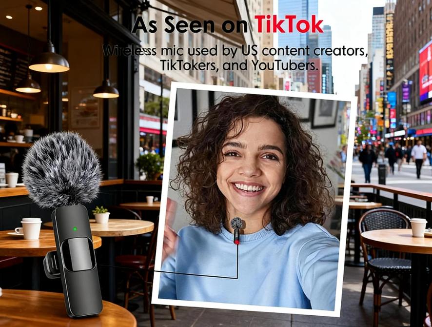 2-Pack Cordless Mics – Omnidirectional Condenser, Fits iOS & Android | Professional for Video, Podcast, YouTube | Rechargeable, Noise-Canceling