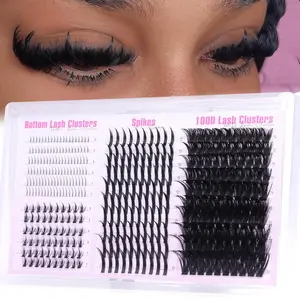 Wispy Lash Clusters with Spikes Volume Eyelash Clusters with 2 Styles Bottom Lashes 100D Mink Cluster Eyelash Extensions 380PCS Spiky Individual Lashes with Bottom Lash Clusters by Wxdds