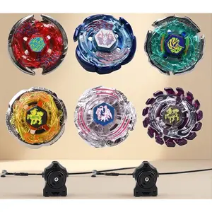 6 Pack  Burst Battling Tops Metal Fusion Starter Set with Stickers Two Launchers