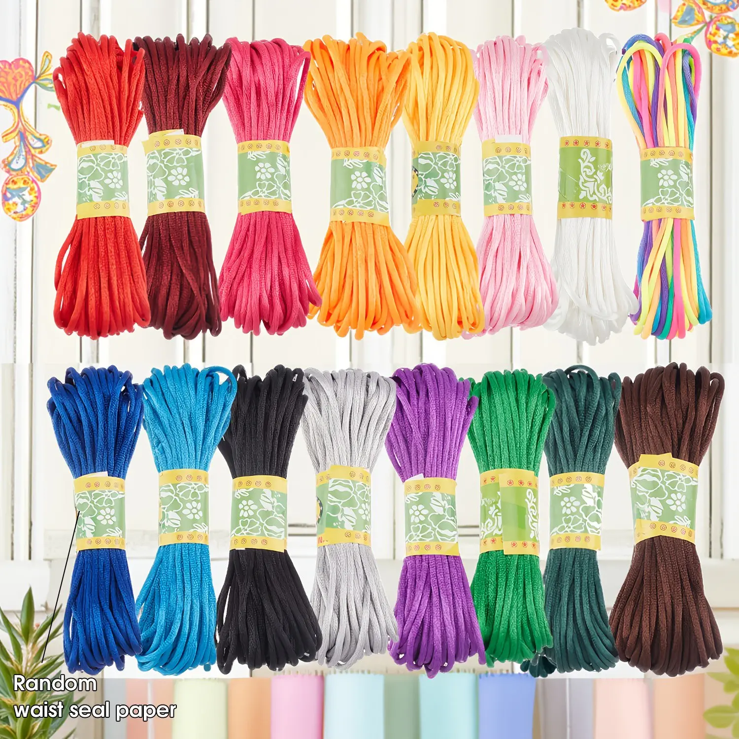 1 Pack/8 Bundles 2.5 Mm Chinese Knotting Thread, Heavy Duty Thread, Durable Nylon String Cord, Braided Cord, Jewelry Making, Beading, Dream Catchers, Braid Hair, 20.0 m Per Bundle