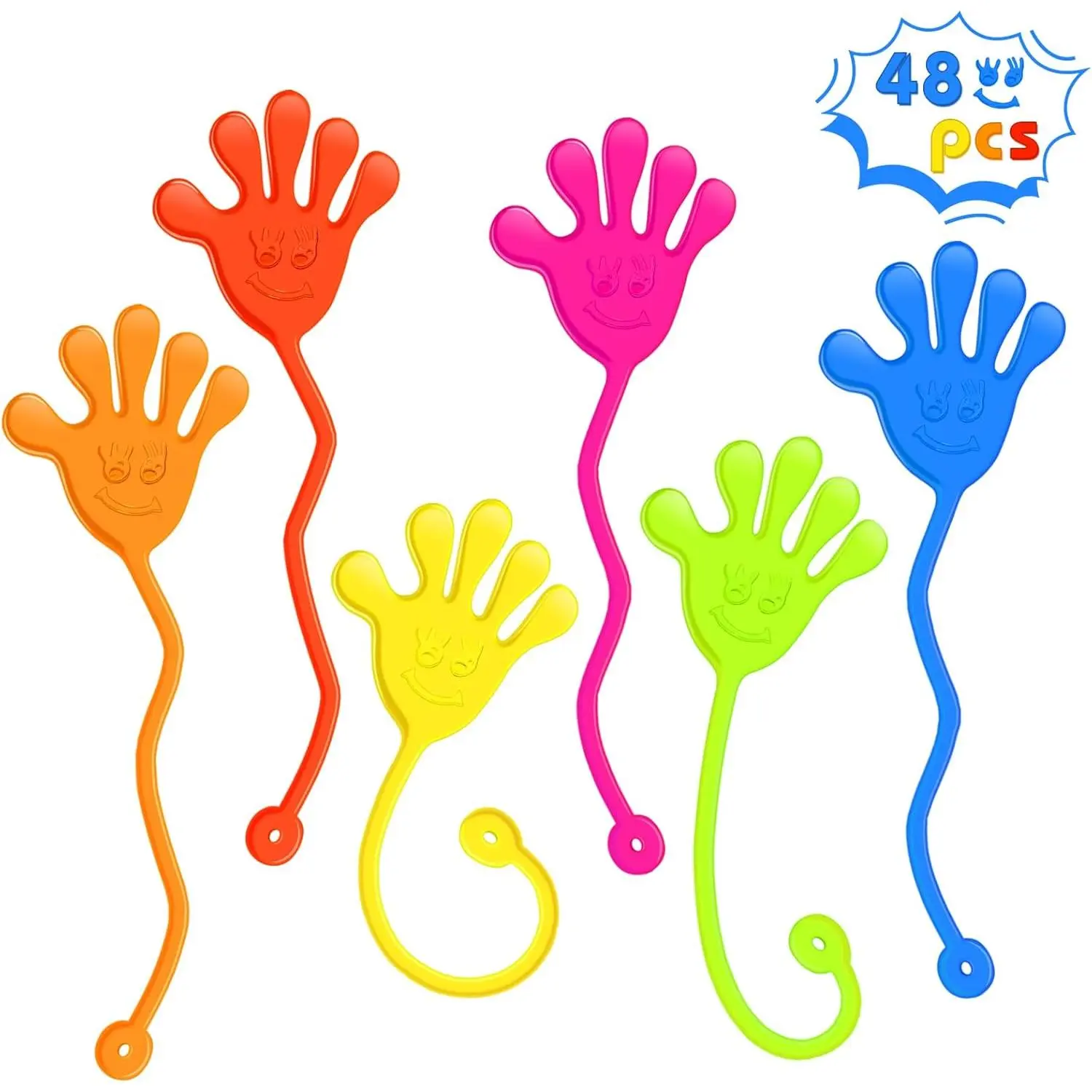 Sticky Hands Bulk 48 PCS Party Favors for Kids 4-8 8-12 Stretchy Sticky Hand Toy Goodie Bag Stuffers Fillers Treasure Box Toys Classroom Prizes School End of Year Student Gifts Birthday Party Suppliesfidget toys