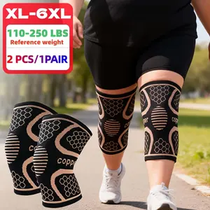 2 pairs/1 piece, Extra Large Elastic Compression Knee Pads with Copper, Suitable for Obese and Plus-Size Individuals, Copper Fiber and Copper Ion Knee Pads in Sizes XL-6XL