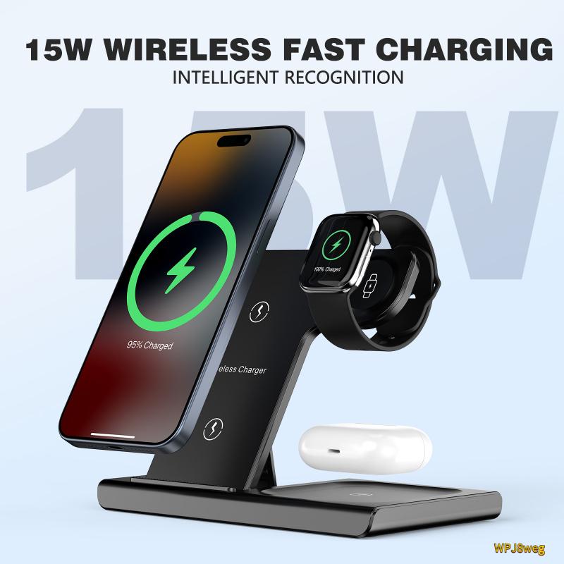 Multi-Function Foldable 3-in-1 Wireless Charger for iPhone, AirPods, and Apple Watch