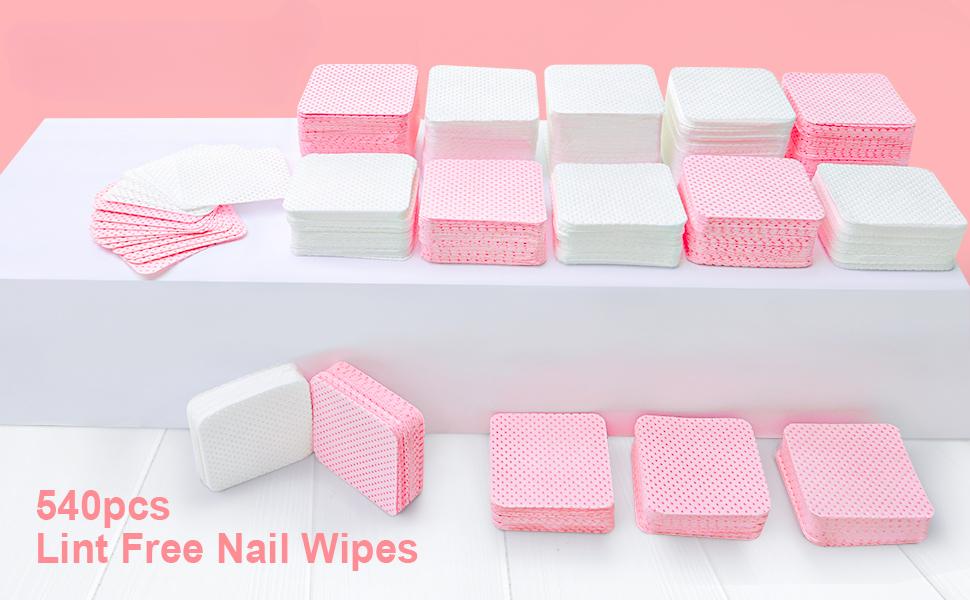 Nail Polish Remover, Lint Free Nail Wipes 540PCS Acetone Nail Polish Remover Wipes, Super Absorbent Soft Nail Wipes for Fingernail Polish Remover and Eyelash Extension Wipes(Dry Pads)