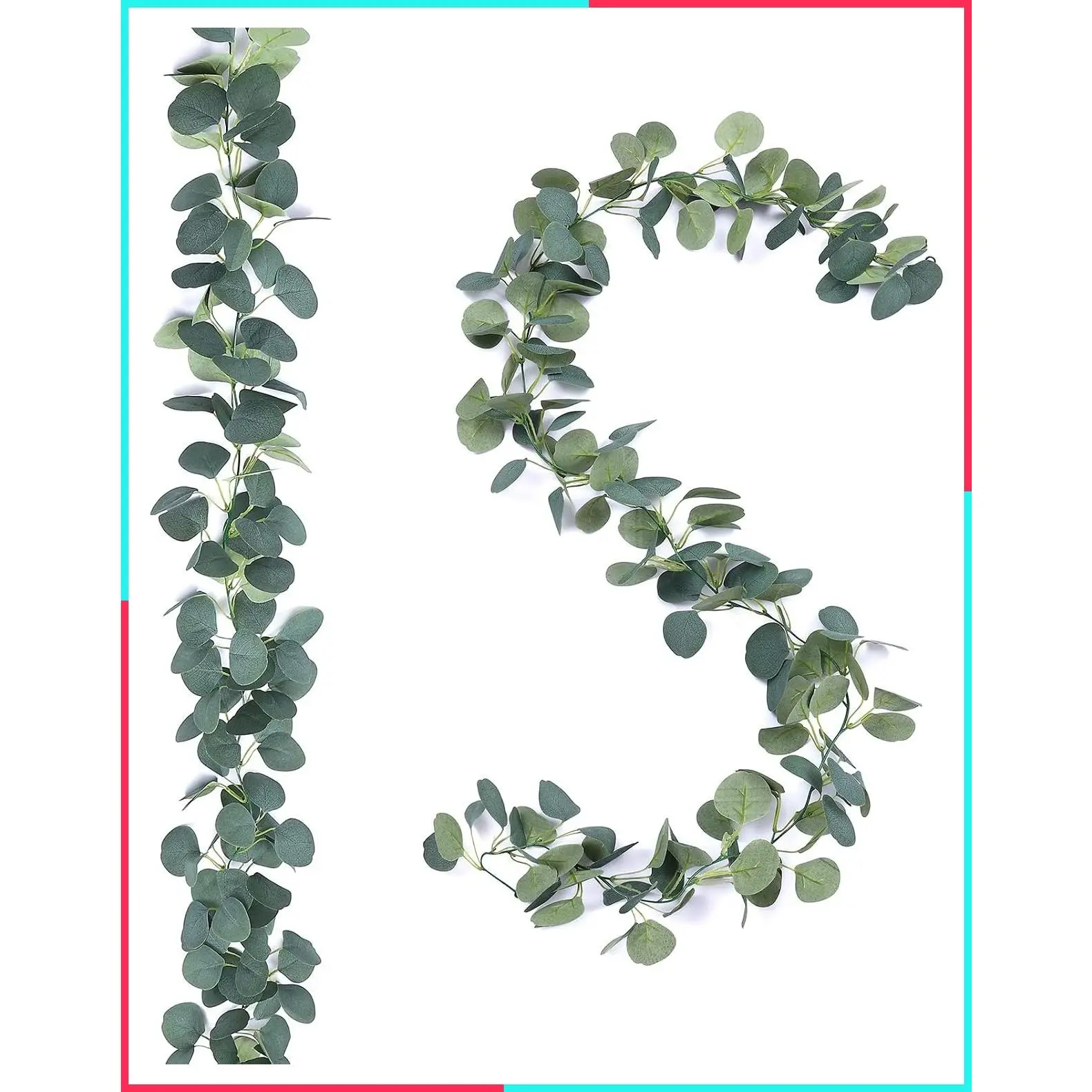 2 Pack Artificial Silver Dollar Eucalyptus Garland, Faux Silk Leaf Vines, Handmade Greenery for Wedding Backdrop, Arch, Wall, Indoor Outdoor Decoration