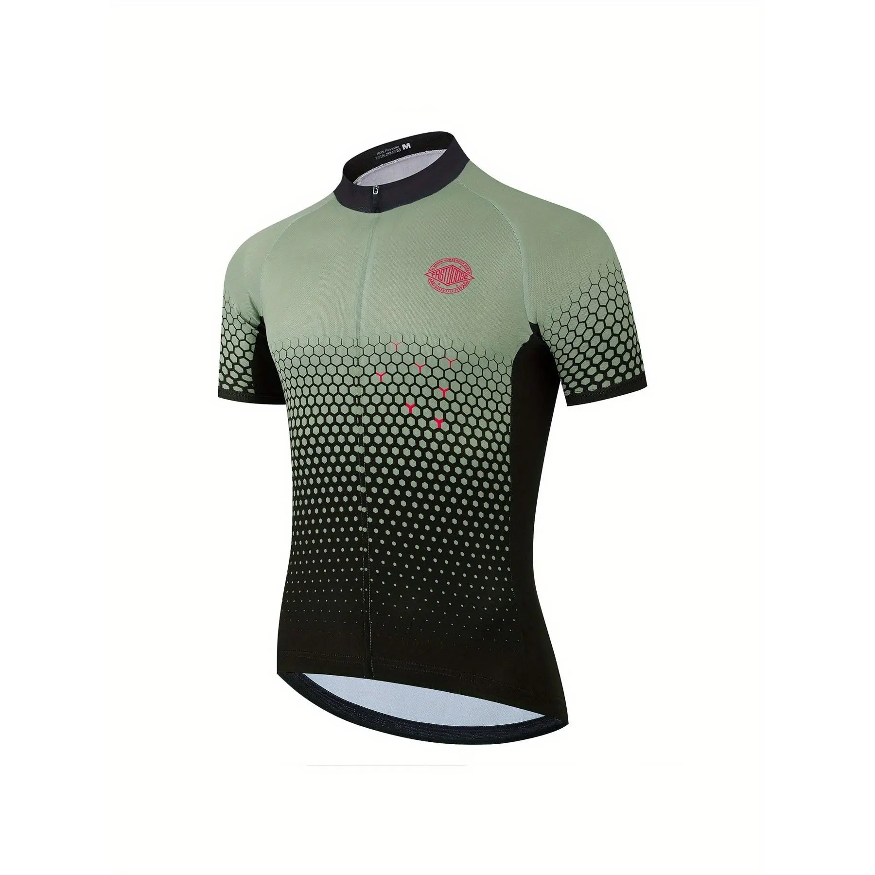 Men's Round Neck Geometric Pattern Polyester Short-Sleeved Cycling Shirt - Regular Fit, Medium Elasticity, Breathable, Machine Washable, Professional Triathlon Gear for Cycling, Exercise, Hiking, Sporty Chic
