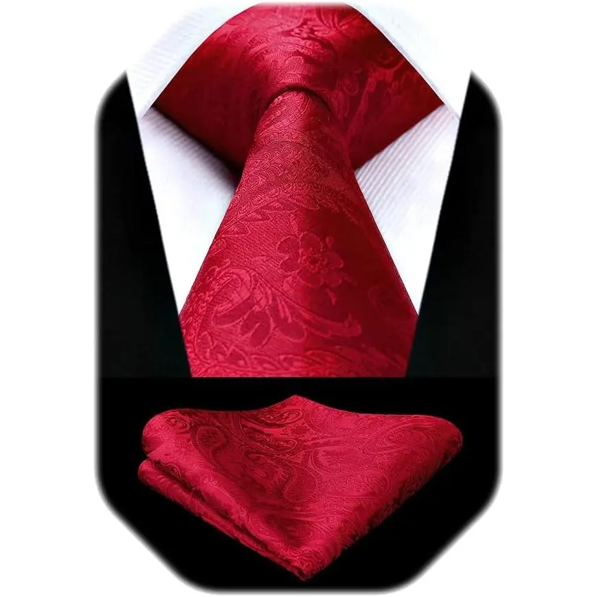 Paisley Ties for Men Solid Tie Handkerchief Floral Men's Necktie & Pocket Square Set Wedding Classic Mens Ties