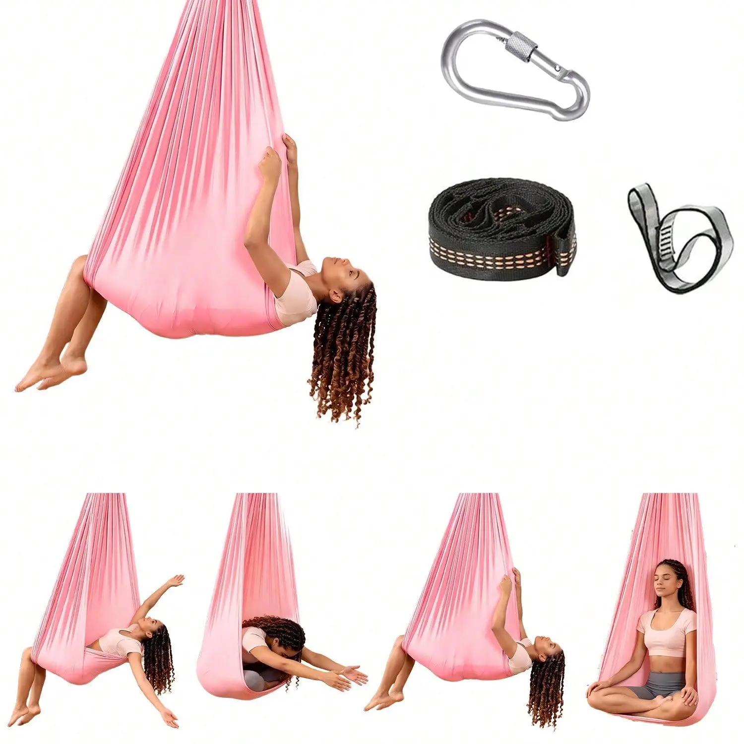 Portable Yoga Swing for Adults, 110 X 59-Inch Hammock Set, Stretching Hammock, Lightweight Breathable Fabric, Indoor/outdoor Camping, Perfect Holiday Gift