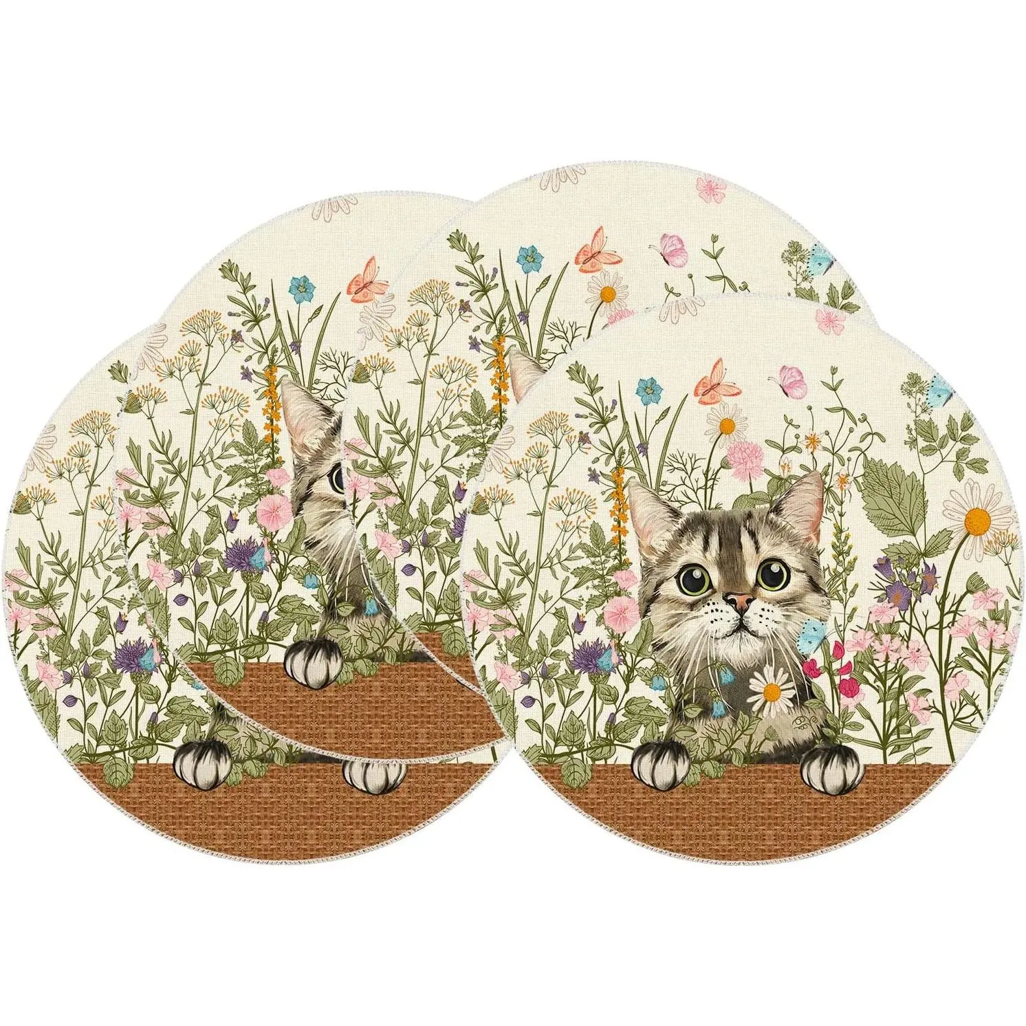 Wildflowers  Daisy Spring Round Placemats Set of 4 Summer Table Mats for Party  Kitchen Dining Table Decorations 14x14 Inch