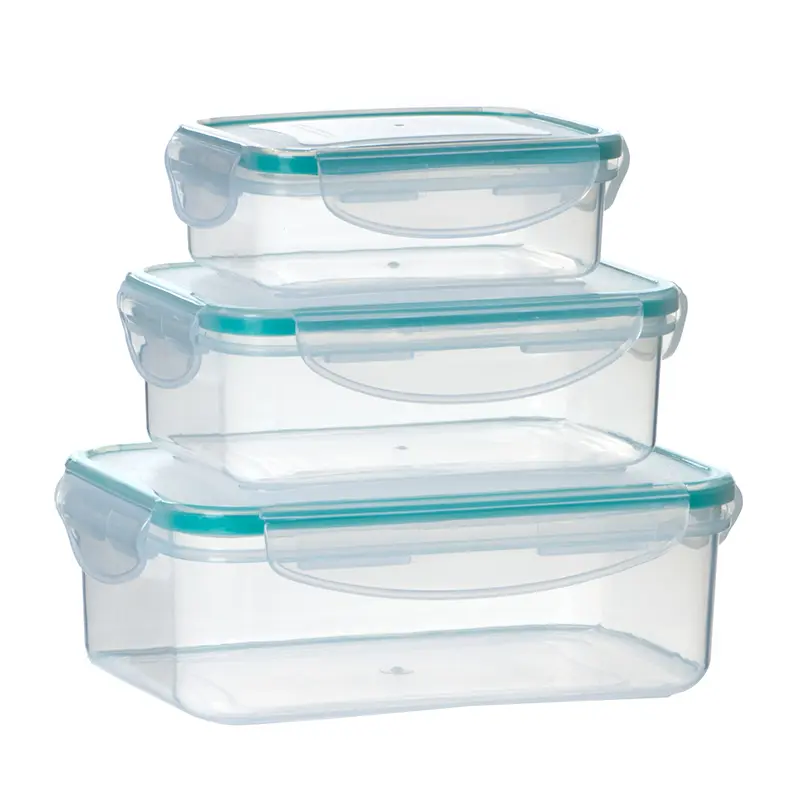 Airtight lunch box 3pcs with lids 0.5L+1L+1.5L crisper food storage container sets frozen picnic outdoor leakproof crisper Microwave oven refrigerator cans plastic sealed box