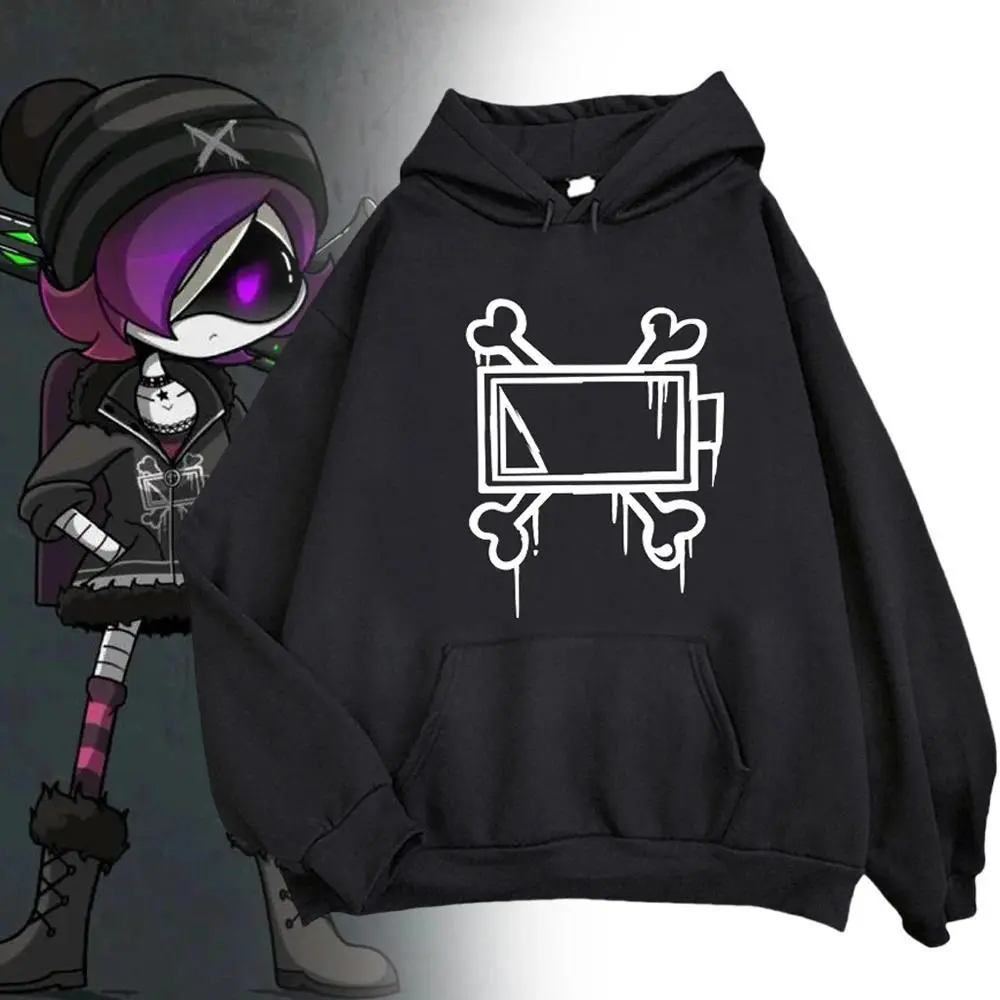 Game Murder Drones Uzi Doorman Cosplay Hoodie, Unisex Polyester Casual Hoodie Tops with Bone Graphic Cosplay Print, Long Sleeve Sweatshirt Costume Clothes