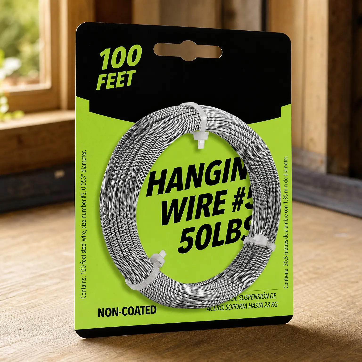 Picture Hanging Wire #5 – 100ft 16 Gauge Non-Coated Steel – 50lbs Capacity, Heavy-Duty & Flexible for Frames, Mirrors & Wall DécorGift