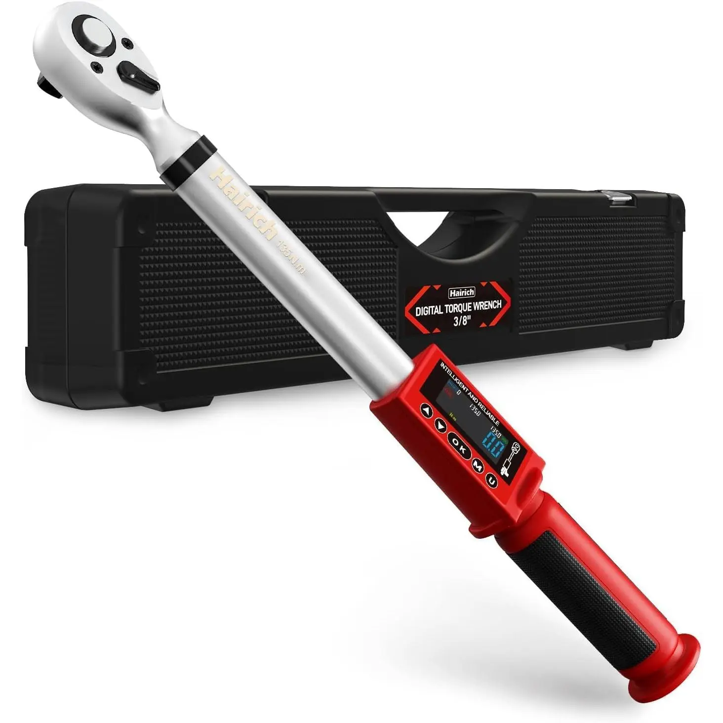 Upgrade 3/8 Digital Torque Wrench 5-100FT-LB/0-135N.M, Torque Range Accurate to ±2%,Electric Torque Wrench car with Buzzer and LED Flash Notification for Bike/Motorcycle/Auto Repair