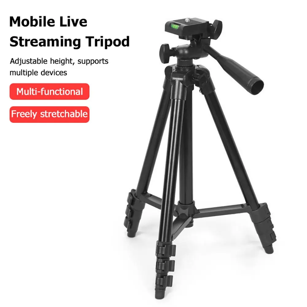Phone Tripod Compatible with Phone Camera Selfie Light, Mobile Live Streaming Tripod, 360 Degree Rotatable Extendable Selfie Stand for Vlogs and Video Recording