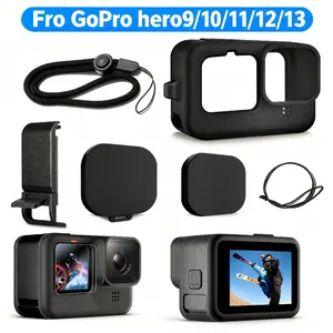 Gopro Hero13/12/11/10/9 Sports Action Camera Silicone Protective Case Set, Battery Side Cover, Lens Protector, Screen Film, Accessories Kit