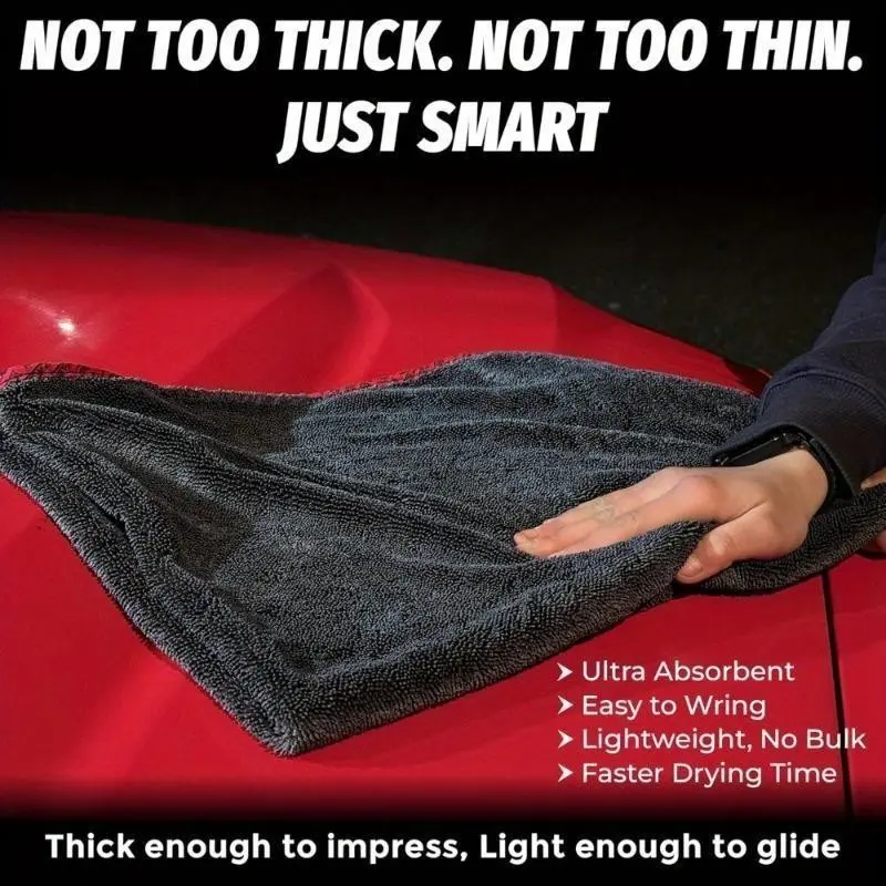 Microfiber Car Drying Towel with Twist Ring Design, Super Absorbent Thickened Technology, Detail Cloth, Professional Look