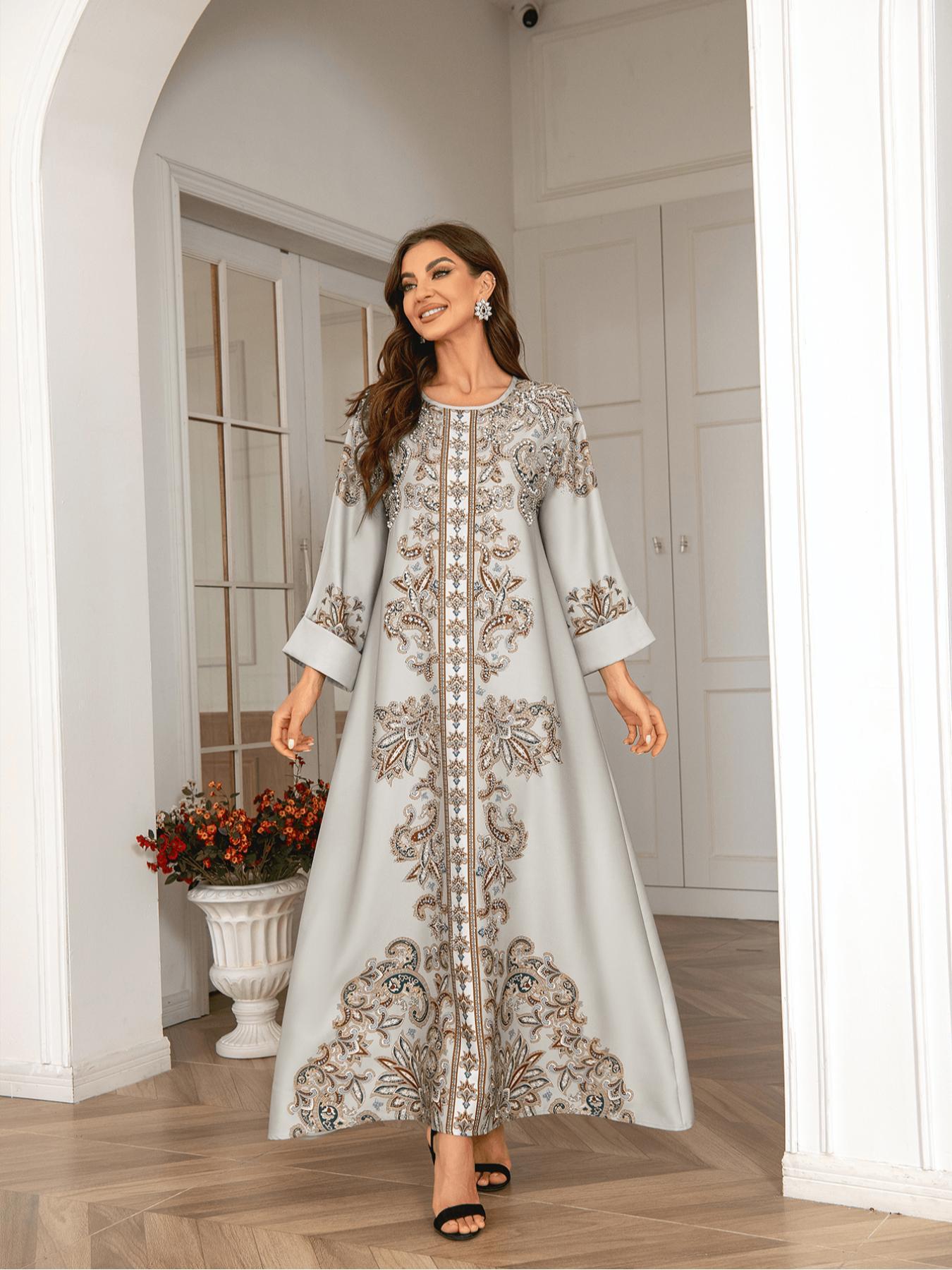 Women's Round Neck Dress, Elegant Long Sleeve Crew Neck Dress for Party Holiday Wedding, Ladies Clothes for All Seasons, Elegant Dresses