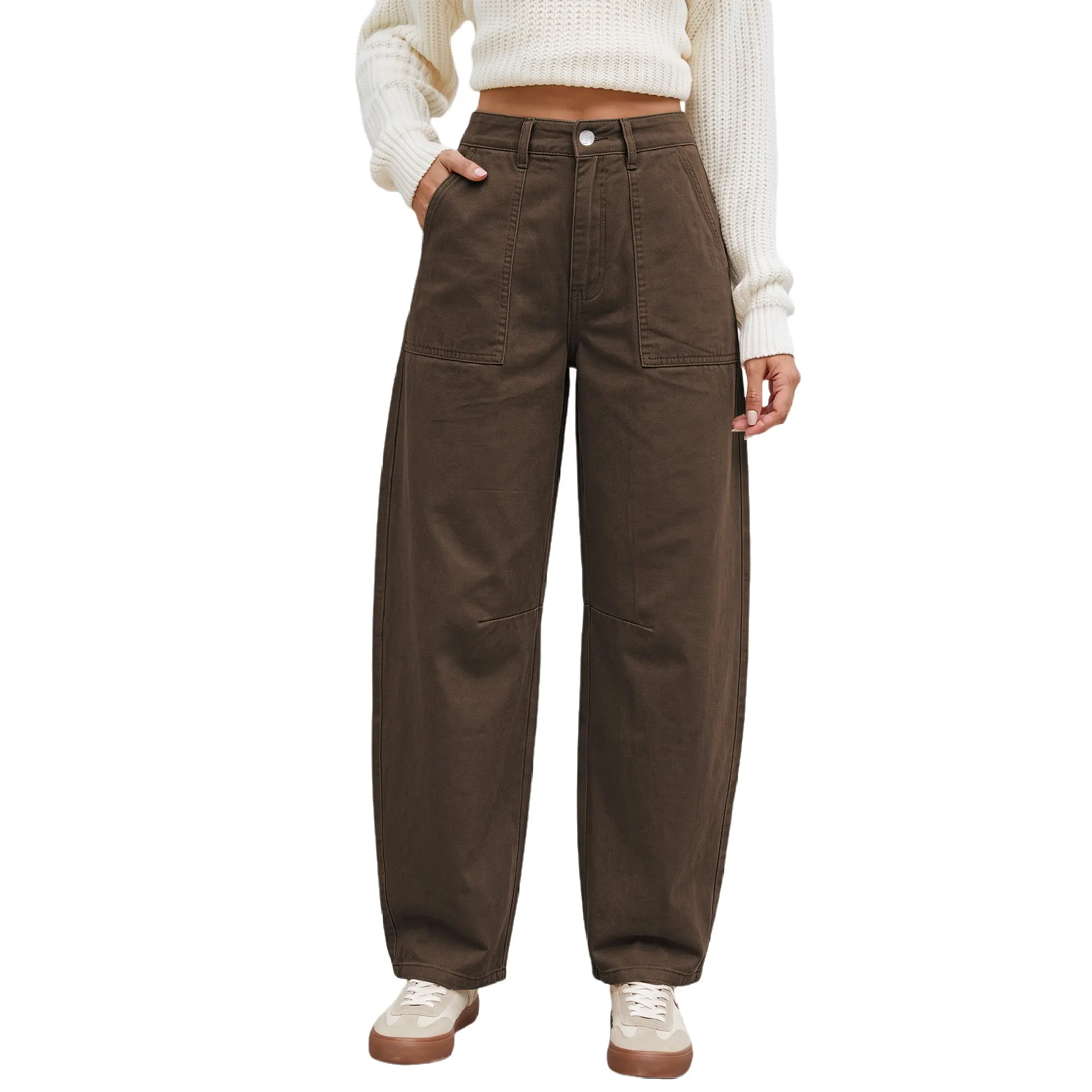 GRAPENT Barrel Pants Women Business Casual High Waisted Chino Ankle Slacks Elastic Waist Trousers Pants for Women, Tapered Leg, Four Pockets, Fall, Winter Pants, Work Office Outfit, Dressy Casual Wear