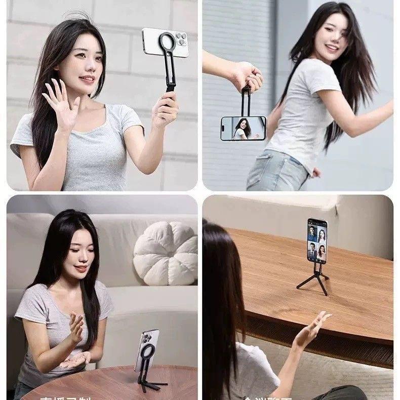 Climbing Buckle Magnetic Phone Mount Desktop Foldable Stand Portable 360 °     Rotating Holder for TikTok Live Streaming Photography Office Home