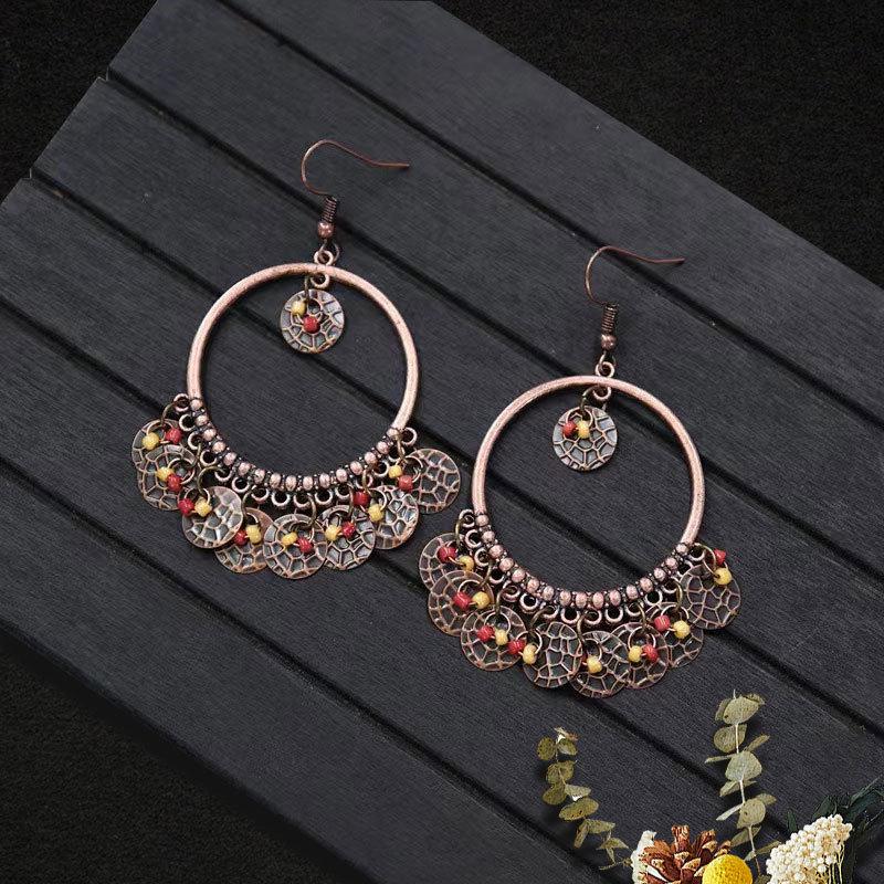 Bohemian Tribal Retro Ethnic Style Long Tassel Earrings for Women, Vacation & Travel Photography Jewelry