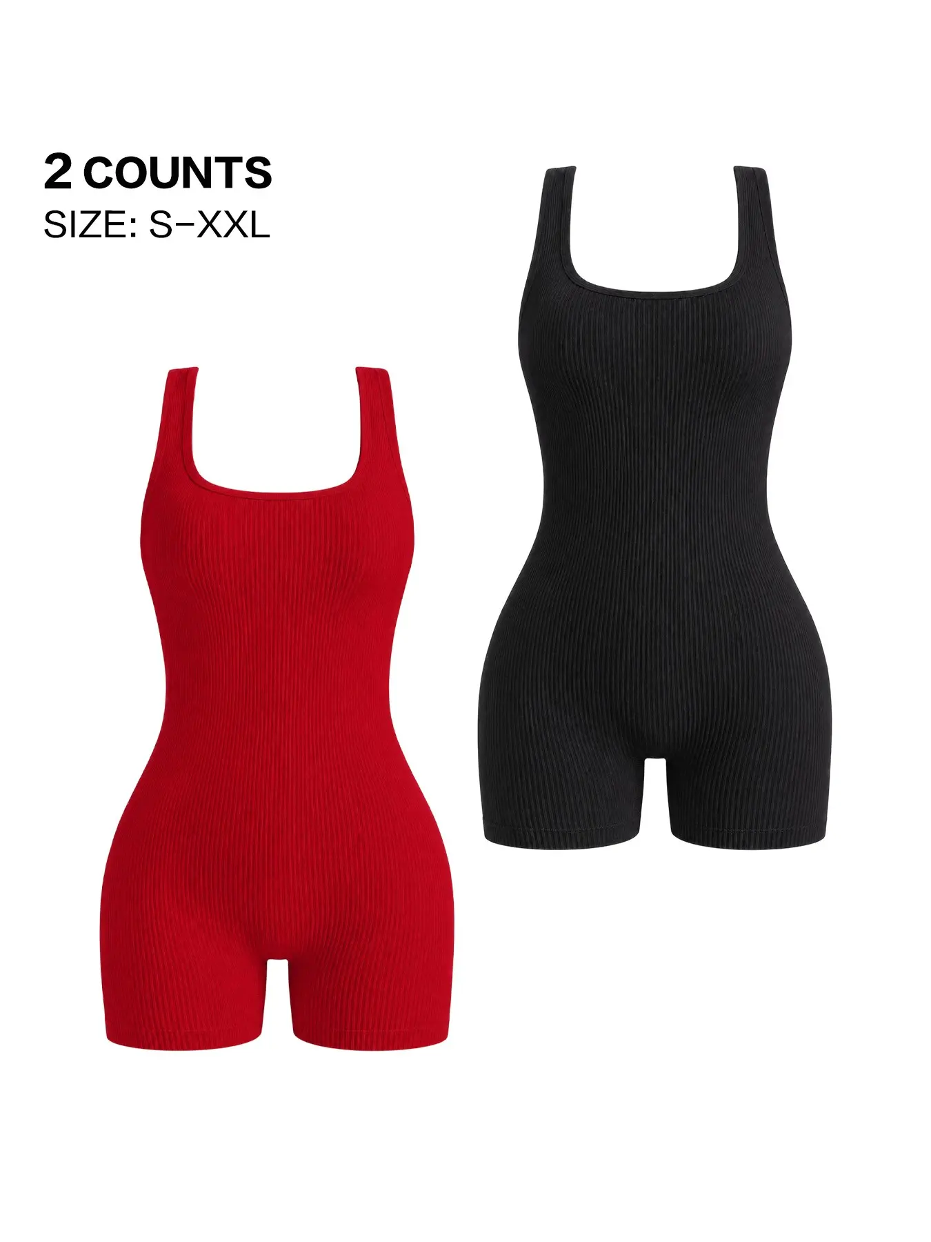 Seamless One Piece Romper for Women, High Stretch Bodycon Activewear, Square Neck Tank Top Jumpsuit, Tummy Control, Elastic Waist, Casual Summer Workout