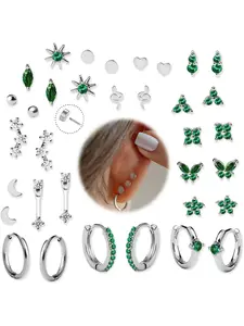 17 Pairs Hypoallergenic Surgical Steel Earrings for Sensitive Ears Flat Back Cartilage Earrings for Women Men Screw Back Flatback Stud Hoop Earring Set for Multiple Piercing