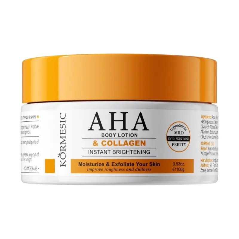AHA Collagen Body Lotion Brightening Skin Tone Softening Exfoliating Moisturizing Body Cream For Rough Dull Dry Skin All Over Body Hydrating Care