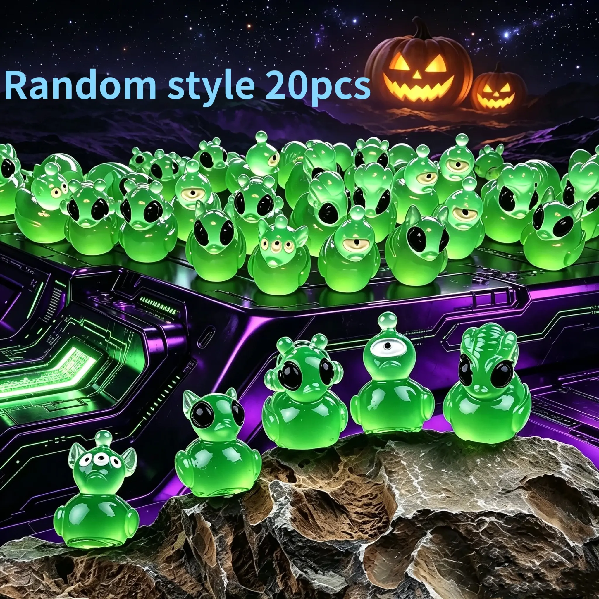 Mini Alien Resin Ducks, Fun Space Theme Festive Decorations, Cute Weird Desk Ornaments,Halloween Christmas Decor, Sci-Fi Fan Gifts