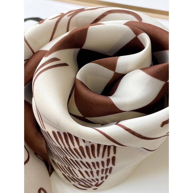Square Plaid Printed Sun protection Shawl&Scarf Modern Luxury Brown Cool