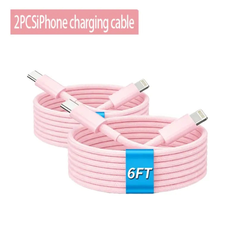 2pcs iPhone Charging Cable Set, 5.9 Feet/180cm Data Sync Wire, Compatible with iPhone 14, 13, 12, 11, XS, XR, 8, 7, 6, Fast Charge Adapter