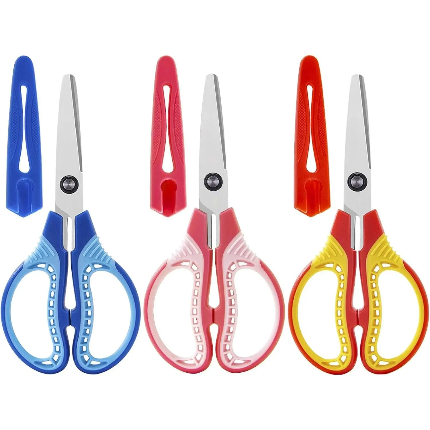 6''   for Ages 6+,Blunt Tip with Cover Scissor 3 Pack