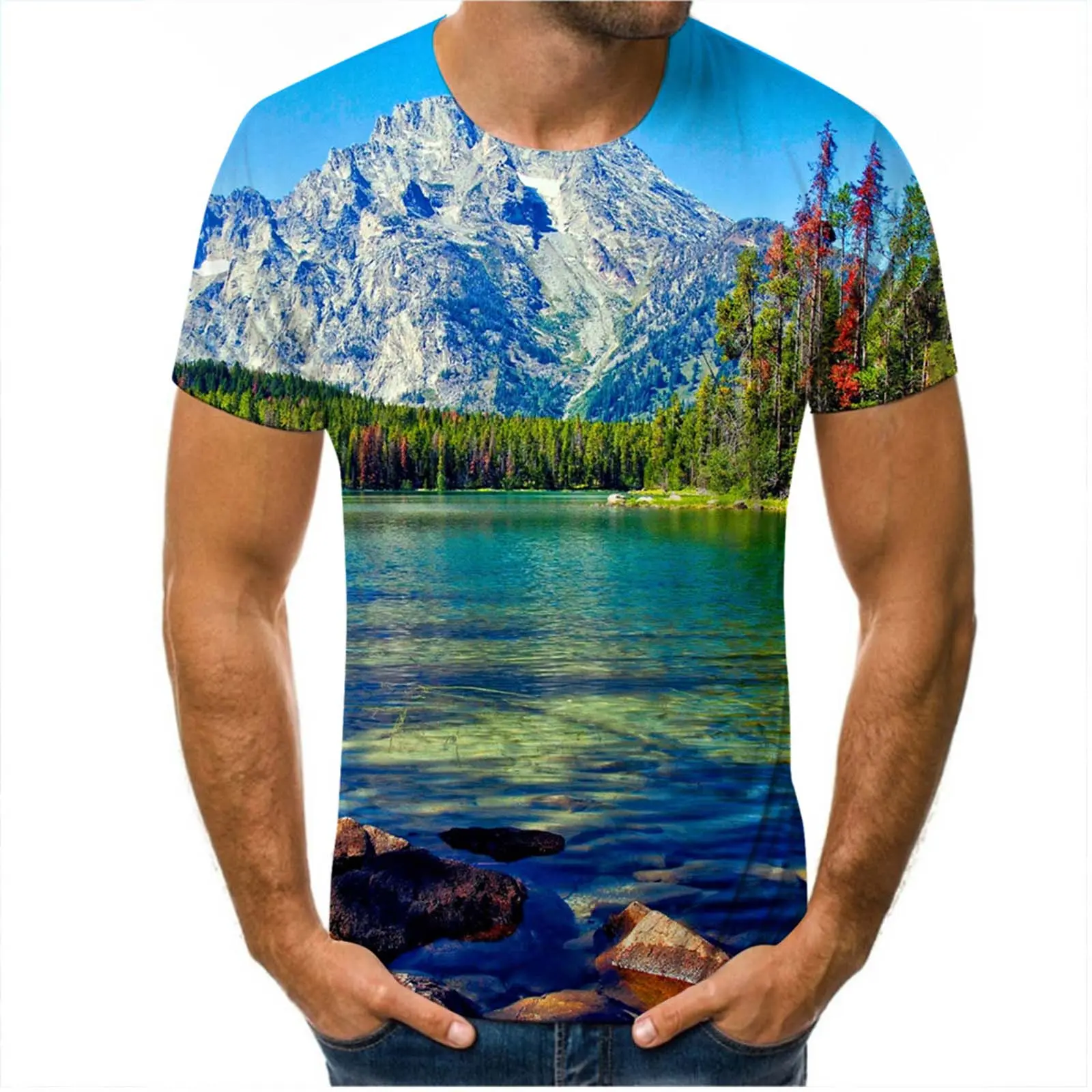 Men's Viral 3D Floral Plant Graphic T-Shirt, Creative Botanical Print Short Sleeve Crew Neck Tee, Lightweight Breathable Casual Summer Top for Men and Women, Trendy Streetwear for Students, Daily Outfits, Vacation, Party Looks and Gift Ideas