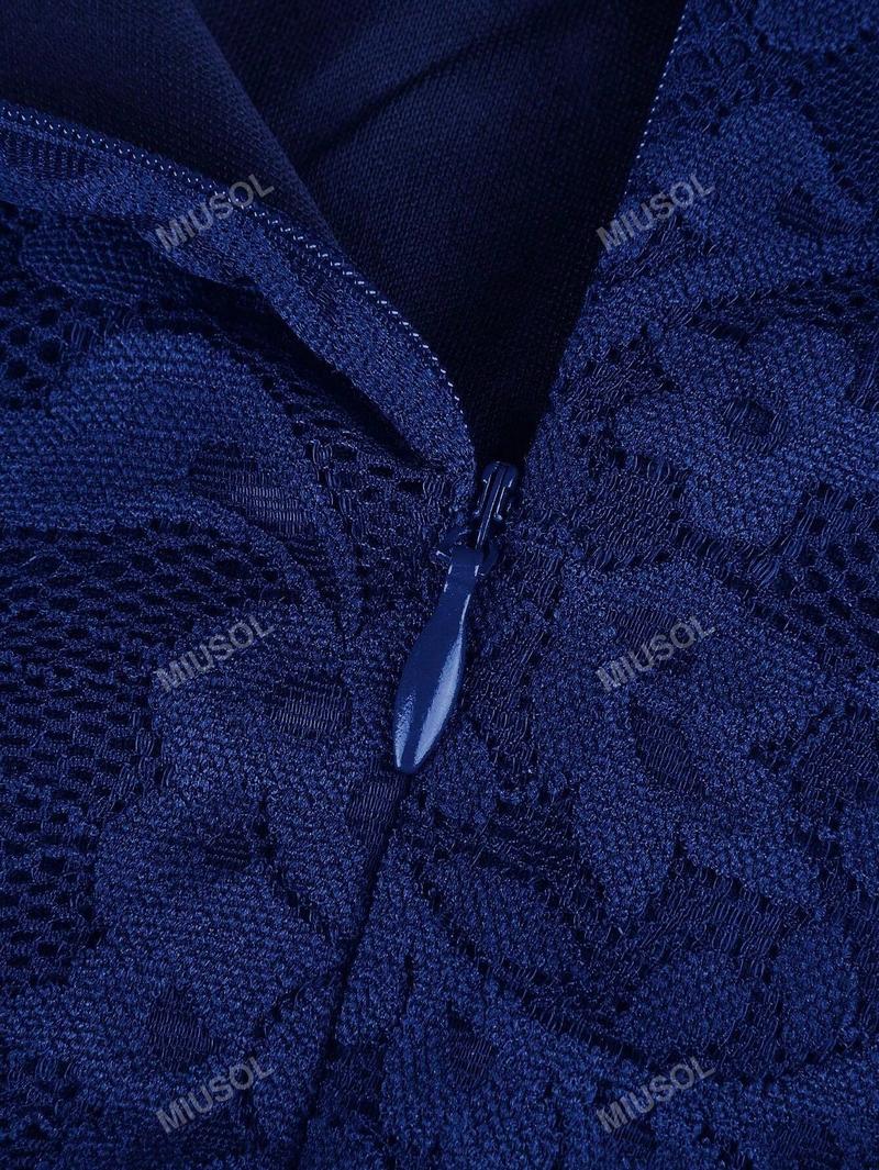 Formal Hem Pleated Elegant MIUSOL Floral Lace Chiffon Party Dress