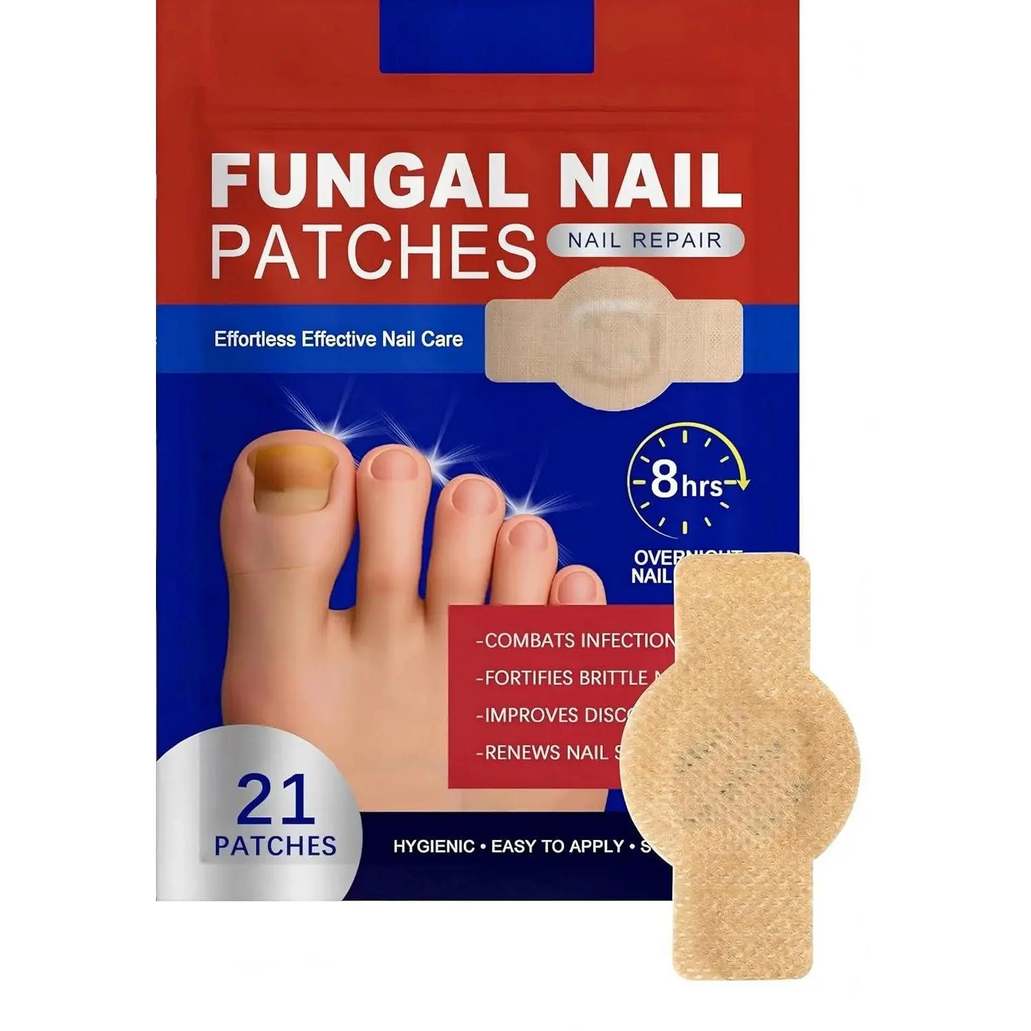 21 PCS Nail Care Patches, Overnight Hydrogel Nail Stickers, Comfortable Nail Cover Strips for Daily Nail Care, Easy to Use Nail Accessories for Men & Women