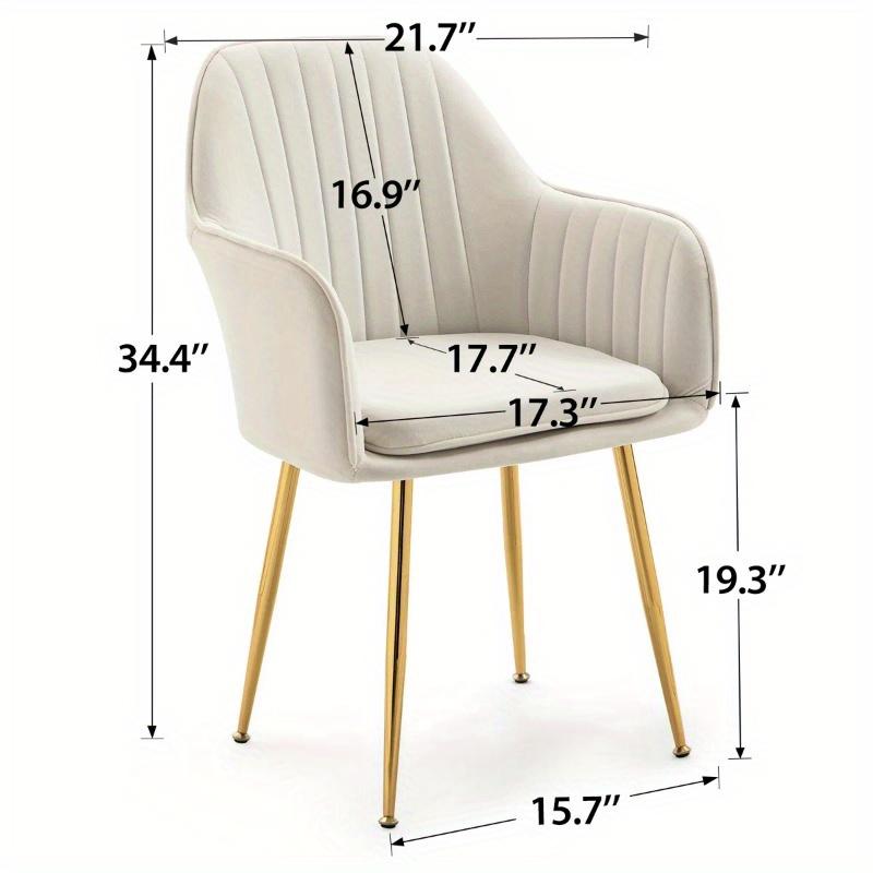Modern 2-Piece Accent Chair Set - Beige Upholstered Fabric Arm Chairs with Curved Backrest & Metal Legs for Dining & Living Room