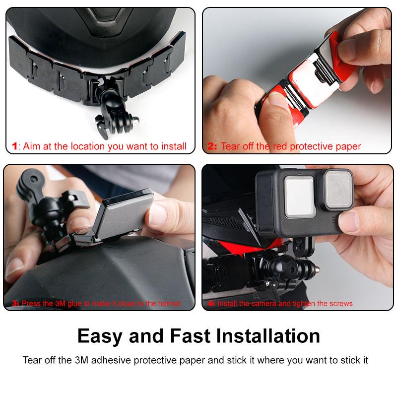 Helmet Chin Mount Camera Mount for GoPro Hero 12 11 10 9 8 7 5 Yi 4K for Insta360 Camera Foldable Front Chin Mount Accessory
