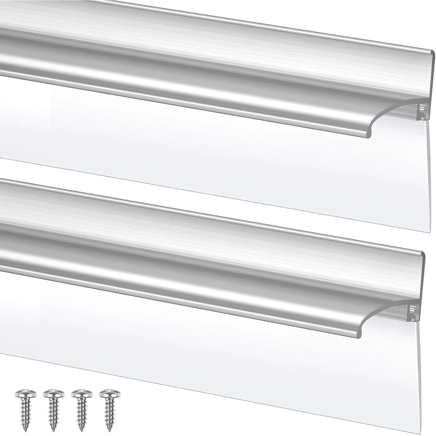 Hicarer 2 Pcs 30" Chrome Framed Shower Door Replacement Drip Rail with Vinyl Sweep, Shower Door Water Deflector with Bottom Seal, Includes Mounting Tape & Screws (Silver)