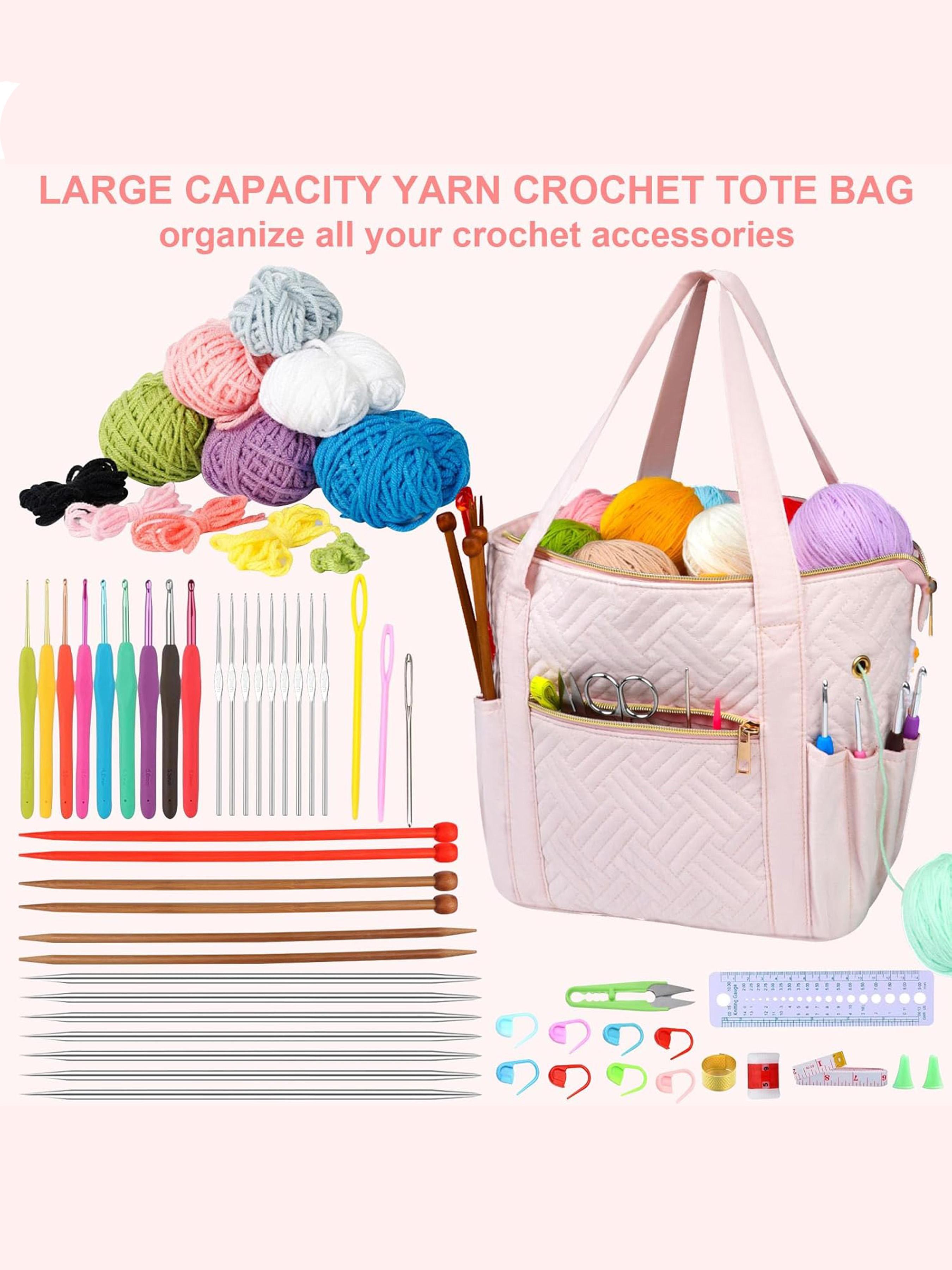 Crochet Bag Organizer, Portable Travel Case for Yarn Balls, Crochet Hooks & Knitting Needles Holder, Bag Accessories