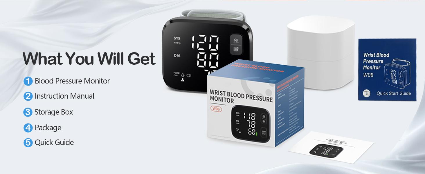 Blood Pressure Monitor LED Backlit Display Automatic Wrist Cuff Blood Pressure Monitors for Home Use 120x2 Reading Memory with Carrying Case, Black