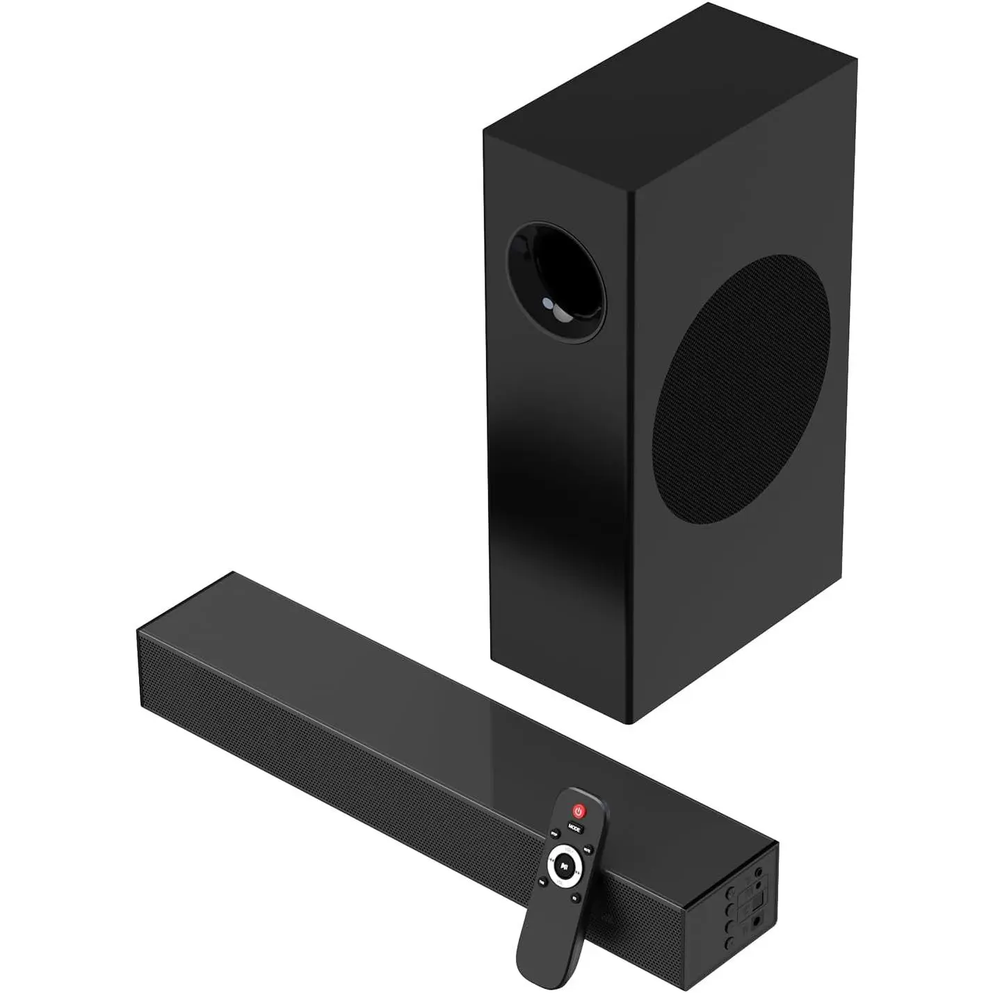 120W Sound Bar, 2.1 ch Surround Sound System for TV, Soundbar with Subwoofer for  Theater, Sound Bar for  TV with 2 Mid high Frequency Speaker, TV/Gaming/Projectors, Wall Mountable