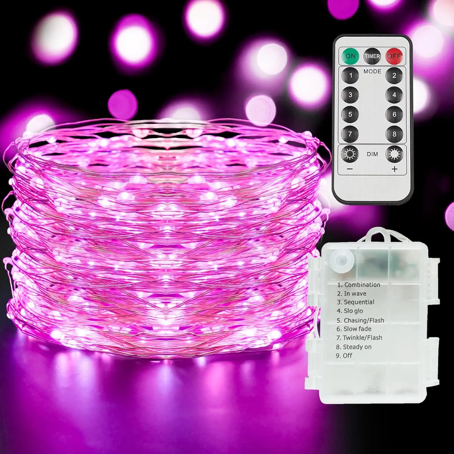 Fairy Lights  Operated Outdoor , 33ft 100 Led String Lights with Remote, Twinkle Lights for Bedroom, Dorm, Tapestry, Christmas, Party Decorations