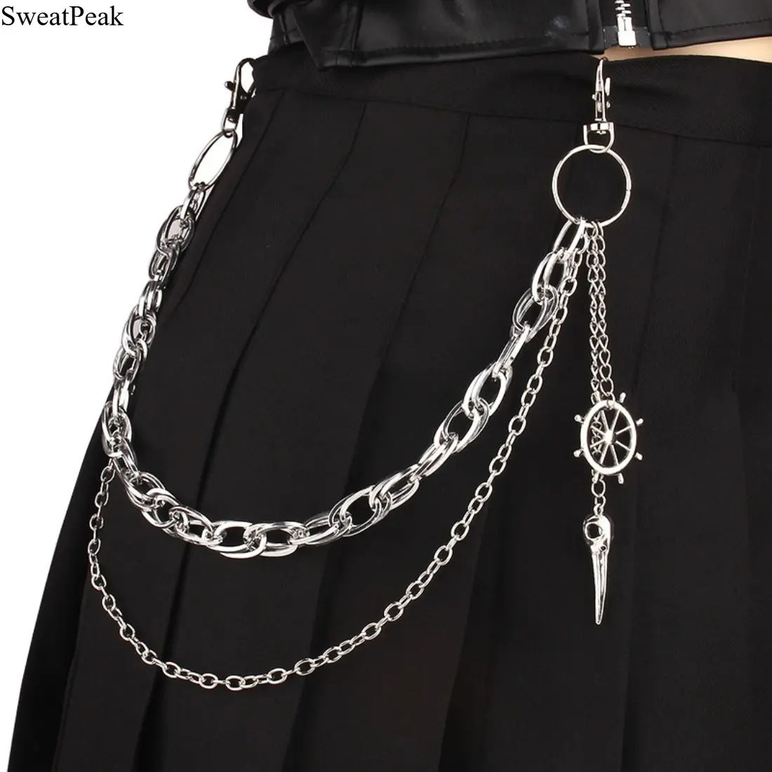 Pants Chain for Men Women, Gothic Hip Hop Jeans Chain with Spear Design Pendant, Y2K Punk Streetwear Waist Chain Accessory, Trendy Metal Trouser Chain for Halloween Costume, Party, Festival & Daily Outfits