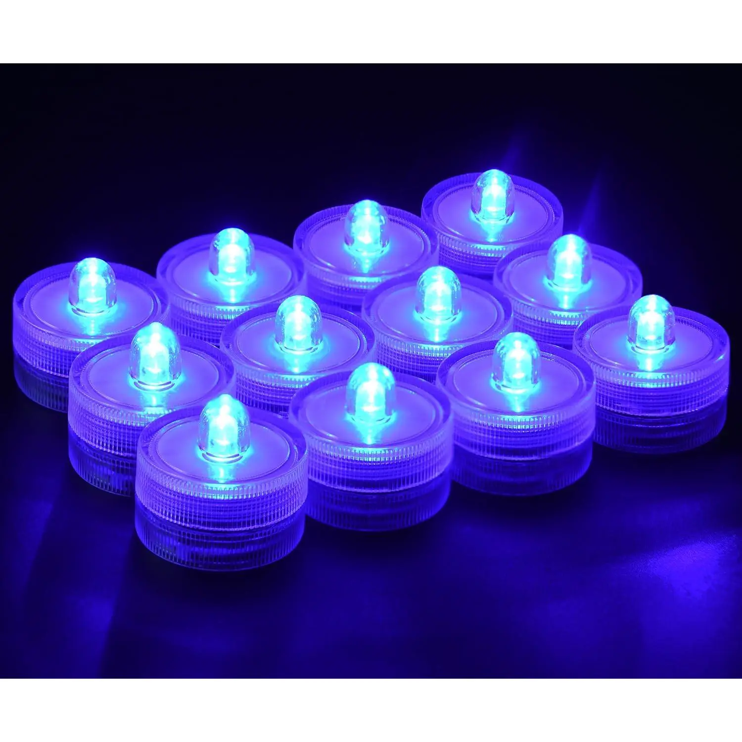 12 Pack Warm Yellow Light Submersible LED Lights |  Flameless for Decor