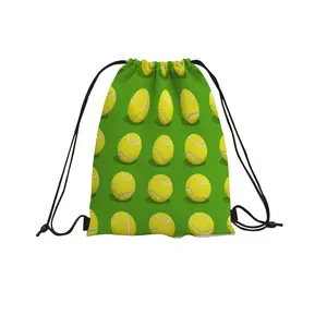 1pc of Drawstring Backpacks Featuring a Tennis Ball Design - Spacious Foldable Oxford Bag, Made from Sturdy Oxford Material, with a Drawstring And No Zipper Closure |   Ideal Decorations, Celebrations
