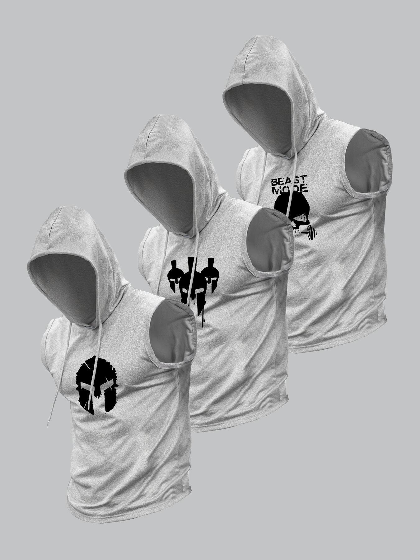 Men's Skull Print Graphic Hooded Tank Top, Regular Fit Casual Sleeveless Top for Summer, Men's Top for Daily Wear, Sweatshirt