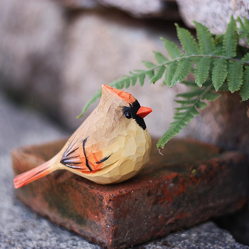 2 Red Cardinal Statues, Handmade Wooden Carved and Painted Bird Figurines, Various Bird Home Decorations, Best Gift for Bird Enthusiasts, Suitable for Birthdays, Christmas Gifts, Suitable for Home and Friends, Garden Tool Set