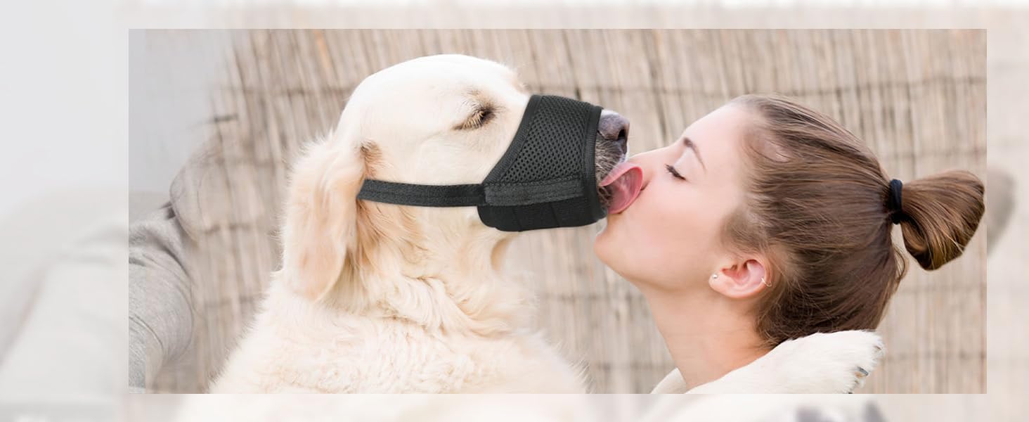 Dog Muzzle,Soft Nylon Muzzle Anti Biting Barking Chewing,Air Mesh Breathable Drinkable Adjustable Loop Pets Muzzle for Small Medium Large Dogs 4 Colors 4 Sizes (Black, L) PET MUZZLE pet muzzle