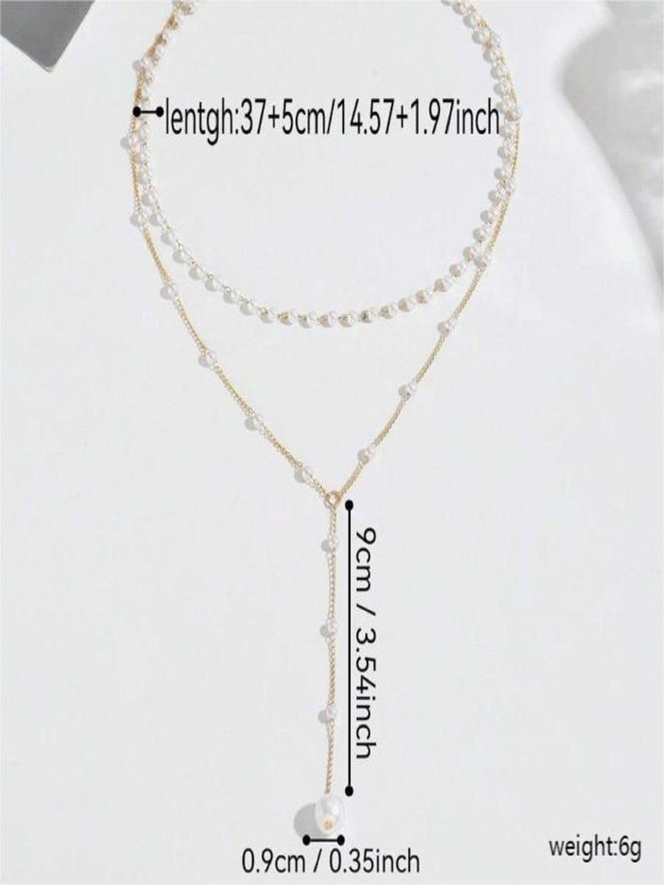 Women's Elegant Faux Pearl Decorated Layered Necklace, Boho Style Pendant Necklace for Party, Daily Decor, Daily Wear Necklace, Trendy All-match & Exquisite Jewelry for Birthday Gift