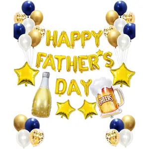 50 count Happy Father's Day Balloon Set Decorations for Party, Pack of Father's Day Banner Letters Party Supplies for Photo Booth Backdrop